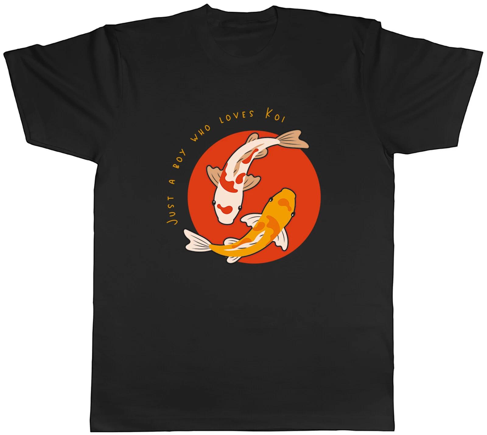 Boy who Loves Koi Mens T-Shirt Fish Fishing Lover Tee Gift 130