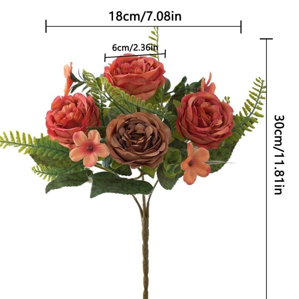 5-Head Artificial Peony Flower DIY Table Decoration Simulation Flowers Bouquet Arrangement Fake Peony Silk Flower
