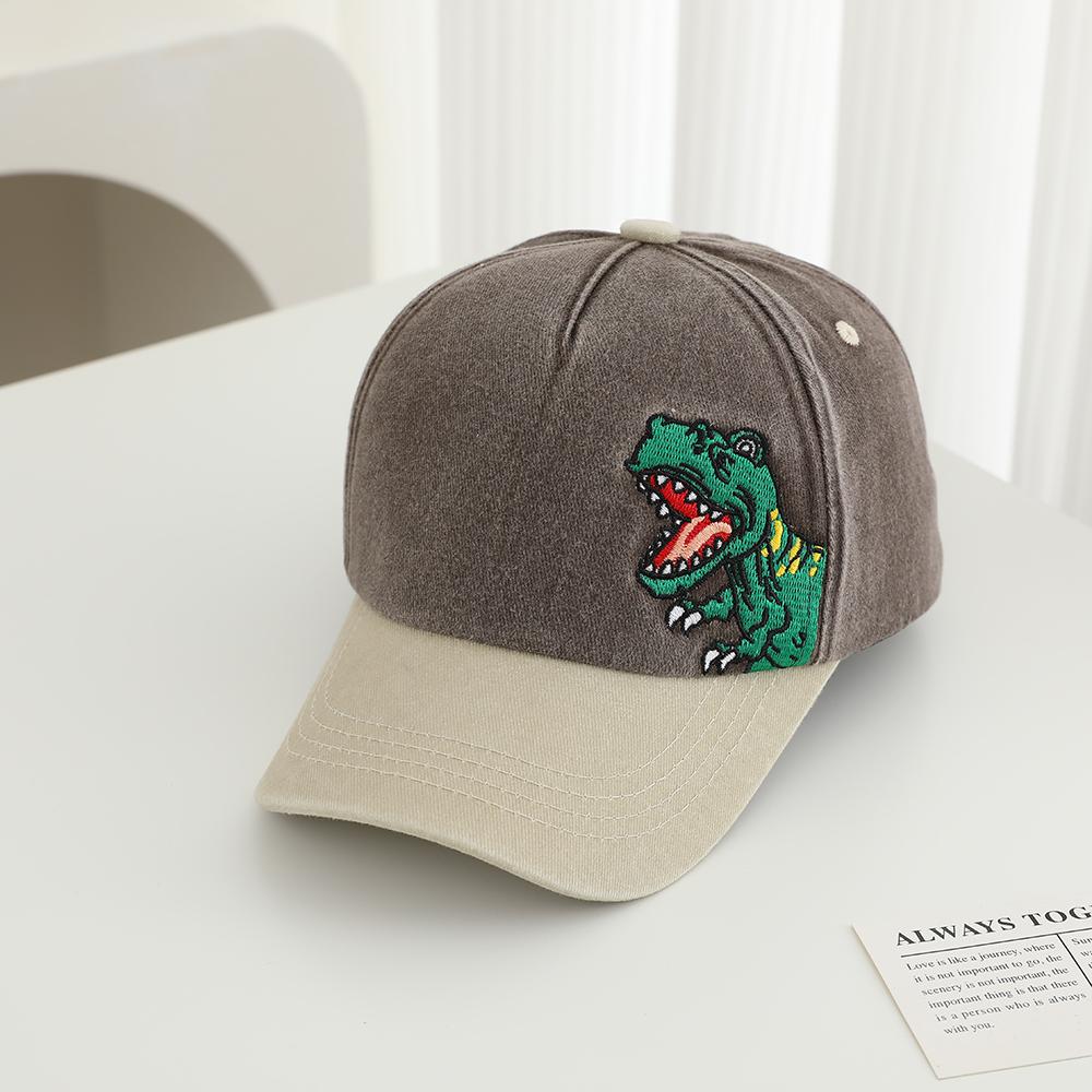 

Patchwork embroidered side-necked green small dinosaur children s baseball cap, outdoor adjustable sun hat with brim One Size