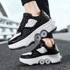 Children's 4-wheel Dual-purpose Roller Shoes Outdoor Kids Deformed Shoes With Wheels Fashion Parkour Sneakers For Girls Gift