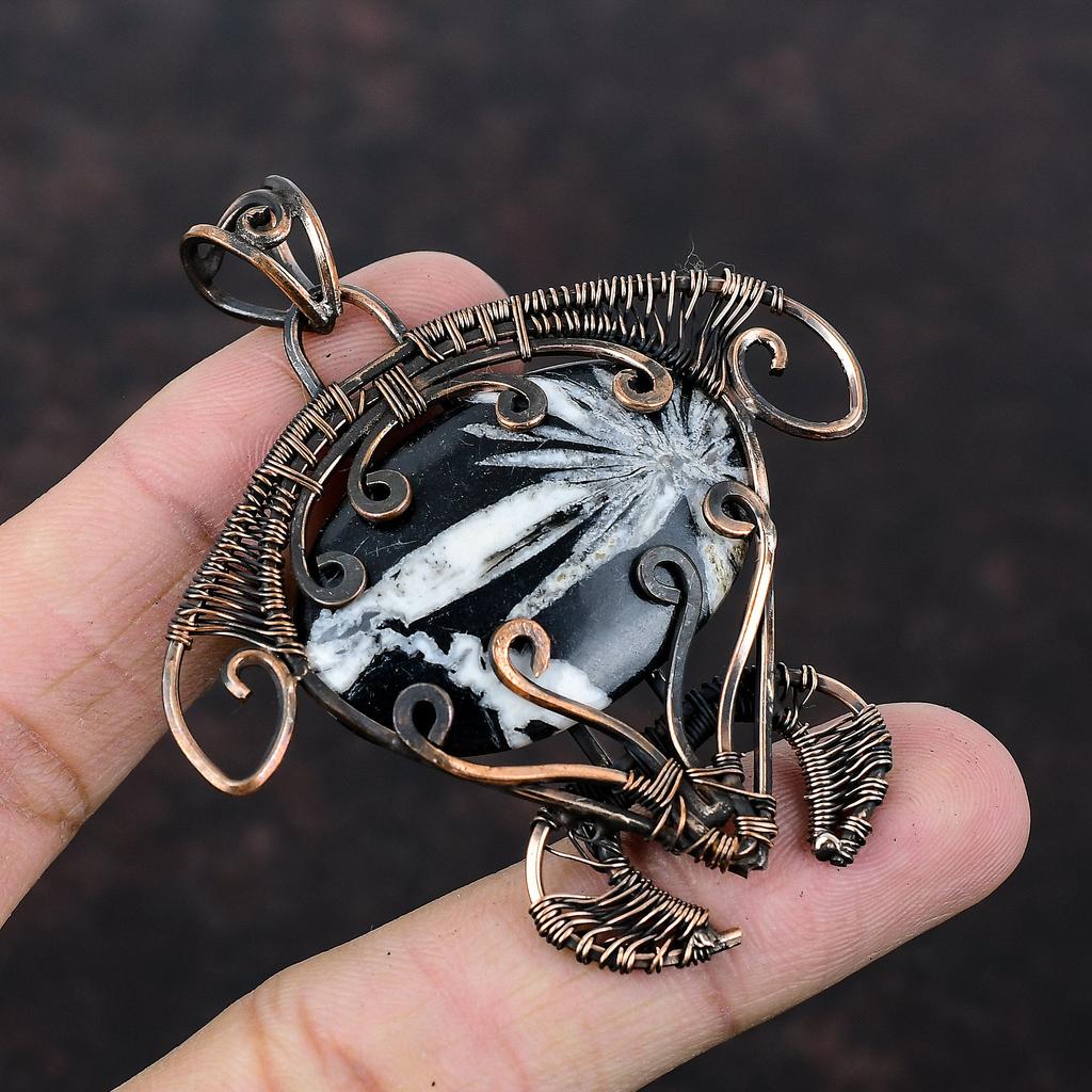 Chrysanthemum Pendant Copper Wire Wrapped Gemstone Pendant Chrysanthemum Jewelry Tortoise Pendant Handmade Copper Wire Jewelry Gift For Wife