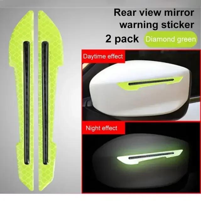 2PCS Car Reflective Sticker Car-styling Rearview Mirror Sticker Safety Warning Reflective Sticker Car Strip Stickers Exterior