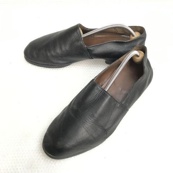 USED/Made in Japan HARE Leather Slip-On Loafers M 25.0-26.0 Men Black Driving Shoes