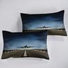 Airplane Runway Digital Print Duvet Cover Set with Pillowcases-Breathable Polyester Fabric All-Season Zipper Closure Bedding Set