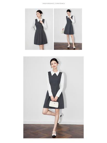 Altersreduzierendes Süßes Retro Preppy Zweiteilerkleid - Taillenbetonend, Kleiner Duftstil für Frauen