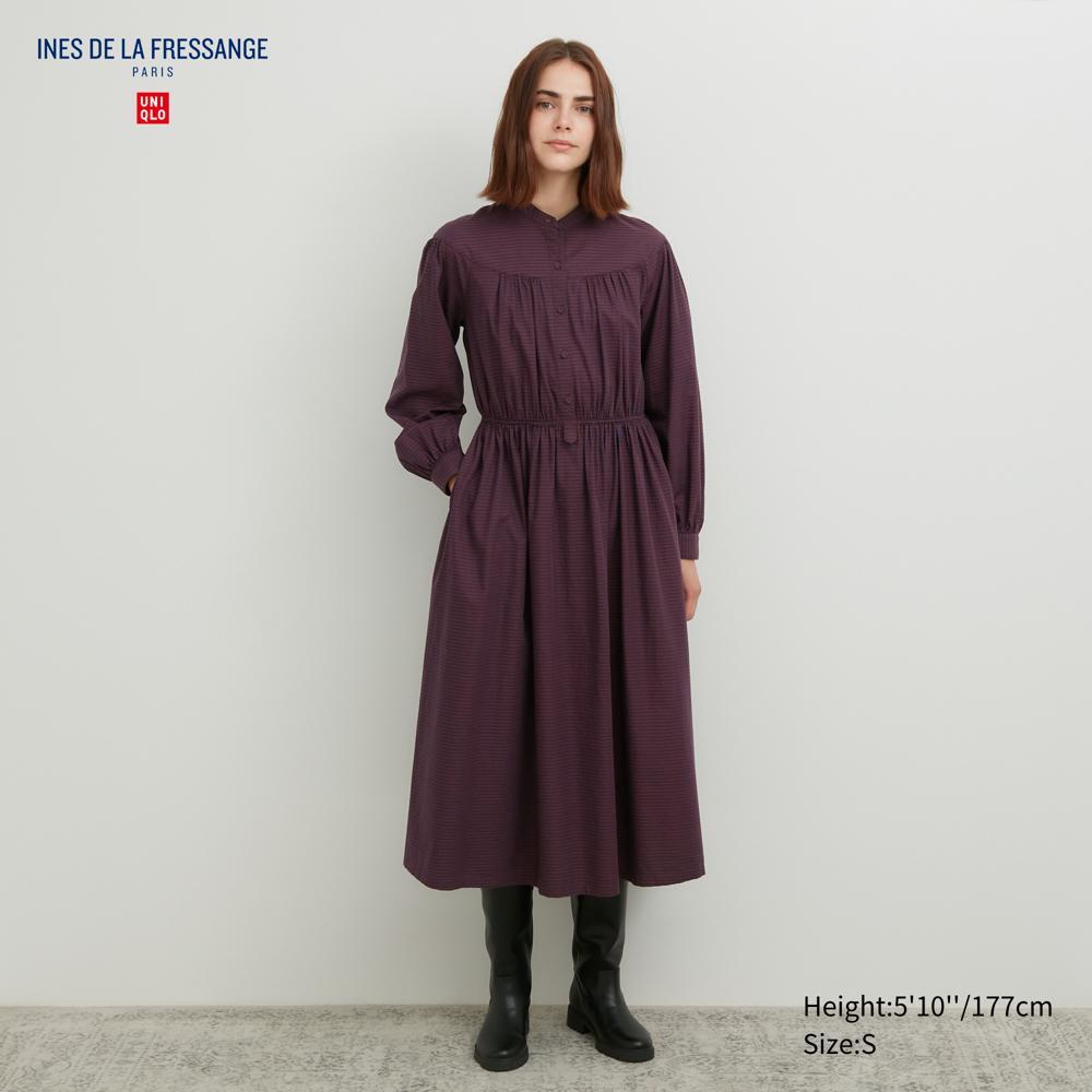ワンピース Ines de la fressange Dresses Buy Uniqlo Cotton Twill Volume Sleeve Long Dress Long Sleeve