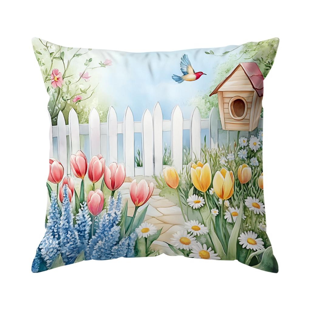 Spring Garden Cushion Pillowcase Printed Polyester 40/45/50cm Throw Pillowcover Decorative Sofa Cushion Pillowslip Home Decor