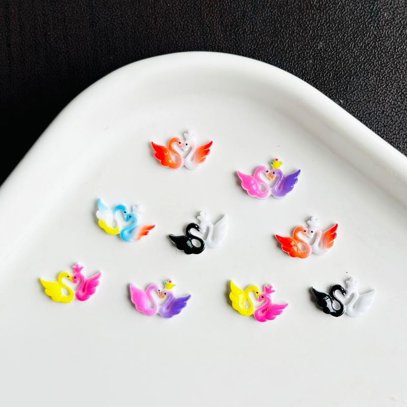 55 Pieces Of Resin Cartoon Swan Rhinestone Decoration Diy , Suitable For Nail Art And Valentine'S Day Jewelry Production A148