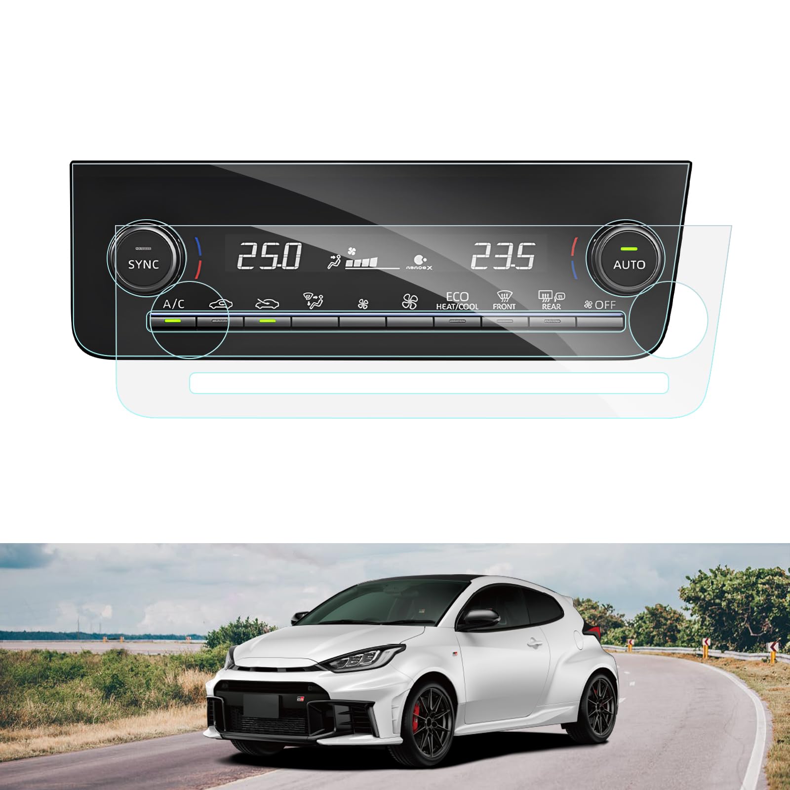 

BIBIBO Toyota New GR Yaris 2024 Эксклюзивный набор защитных пленок для панели кондиционера Детали GR Yaris Пленка ПЭТ Высокая чувствительность к касанию Защита от царапин