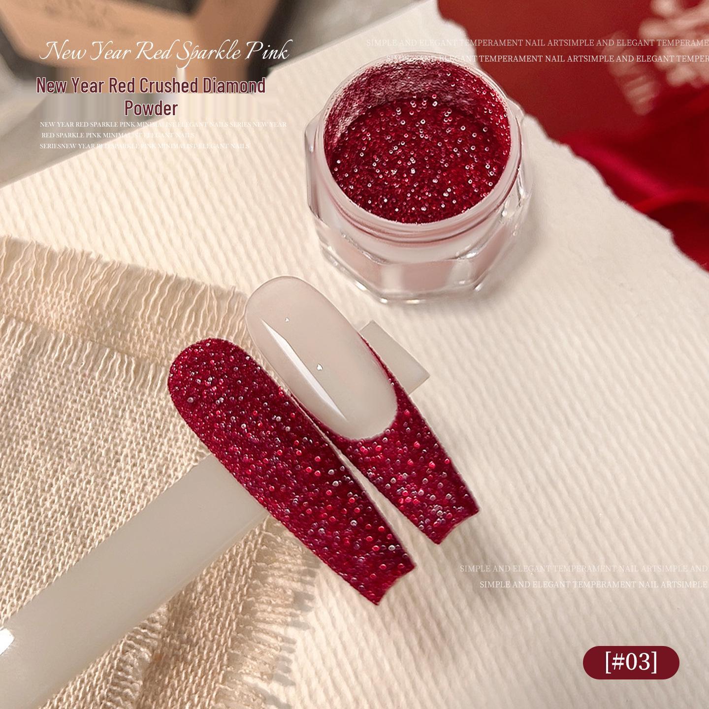 New Year Red Luck Crushed Diamond Sparkle Powder 2026 - Whitening & Brightening Nail Art Decoration No specifications