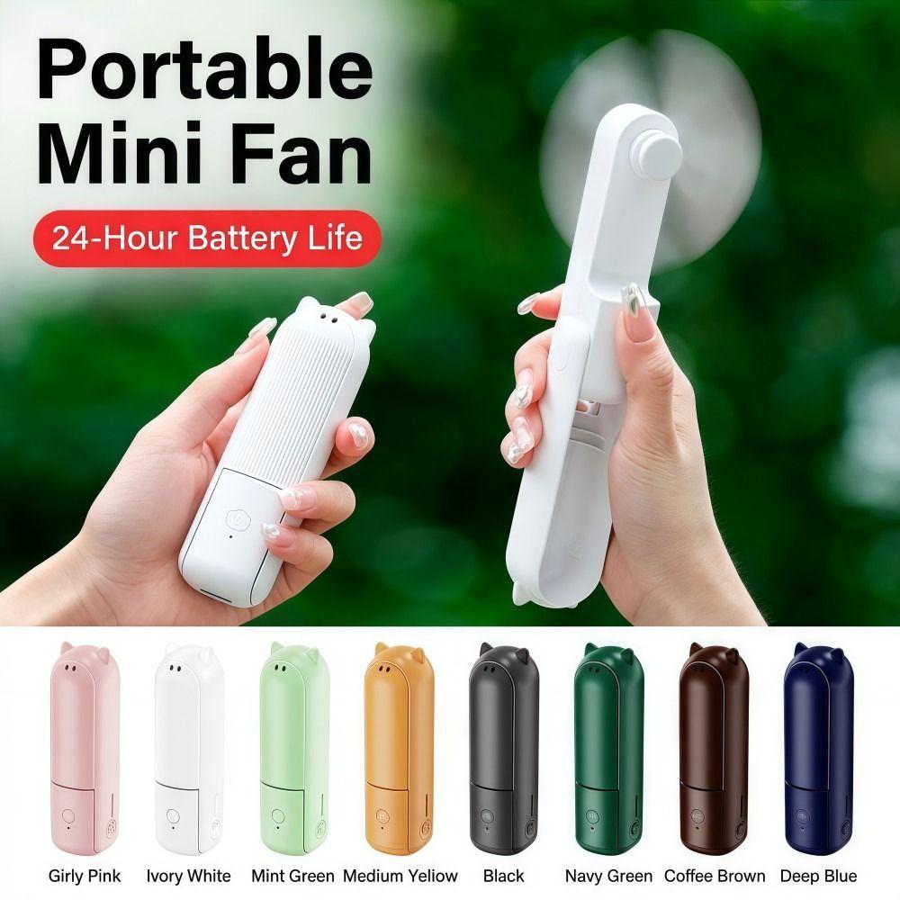 USB Rechargeable Handheld Mini Fan 3 Gears Pocket Silent Fan Folding Flashlight Fan  Summer Outdoor