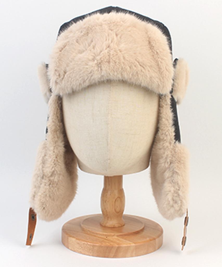 Yunibeosyeolkemiseuteuli Soft Poly Black Fur Balaclava Aviator Cap