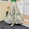 New Tie-Dye Chiffon High-Waist Pleated A-Line Midi Skirt Flowy Elegant Long Half Skirt for Women Slimming & Artistic Bohemian Style
