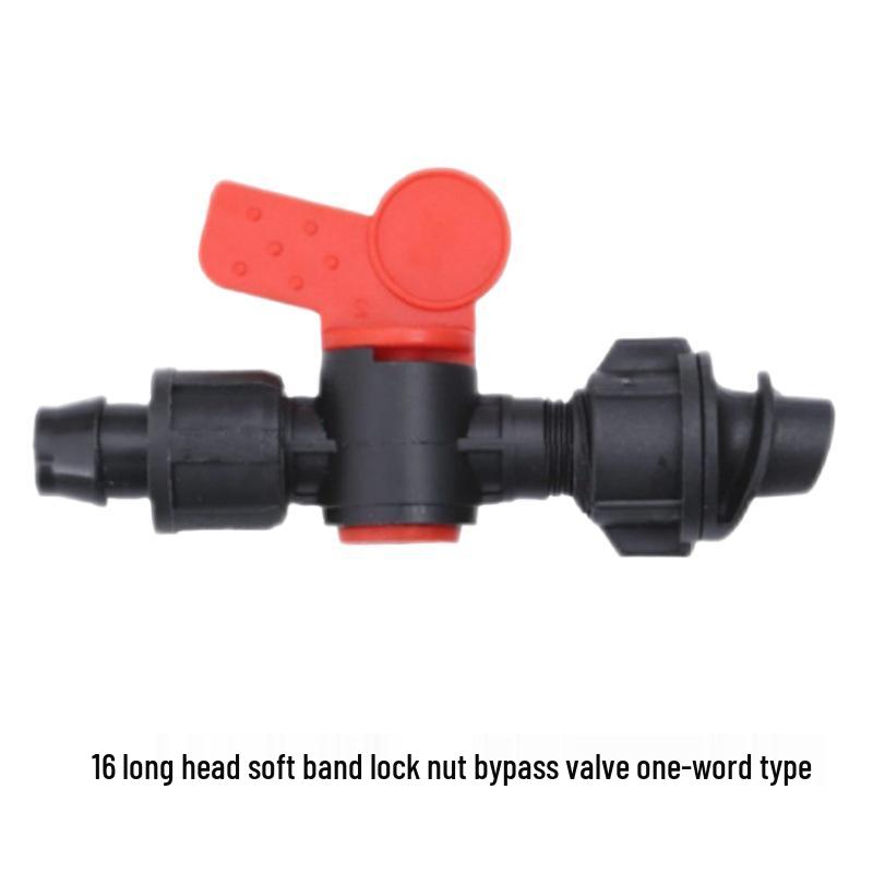 PE Pipe Valve Dripper, Greenhouse Drip Irrigation Connector with Switch Lock Nut and Bypass Male Thread Valve