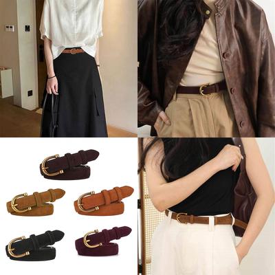Stylish Slim Leather Belt For Women Fashion Daily Wear Minimalist Design Trendy Waist Girdle Waist Sash Ornament