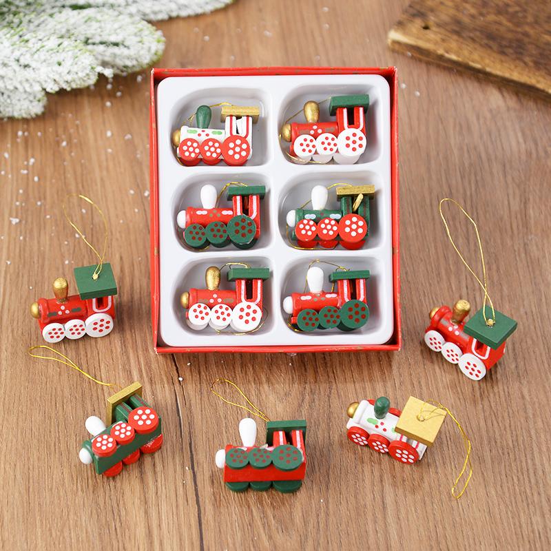 Wooden Train Pendants Christmas Tree Mini Hanging Doll Ornaments Decoration for Home Navidad Noel Xmas New Year Gifts