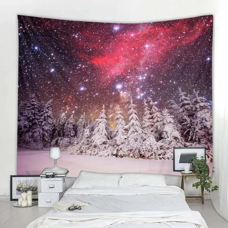 Christmas Snow Forest Decorative Tapestry Home Living Room Bedroom Wall Decoration