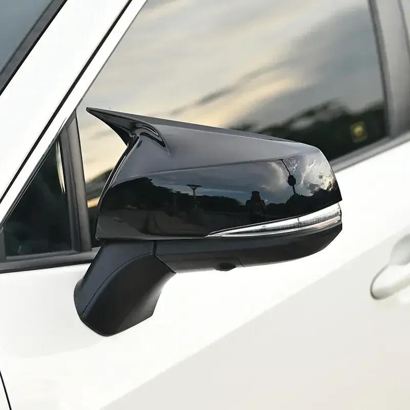 2PCS For Toyota Highlander Car Rearview Side Mirror Cover Wing Cap Exterior Door Housing Shell Trim Adhesive