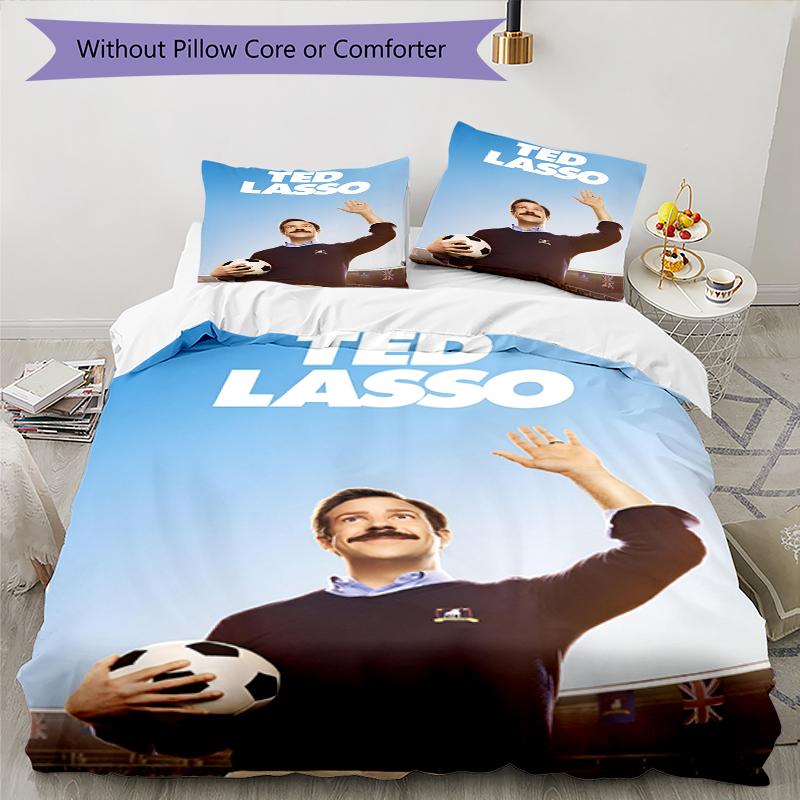 3pcs Ted Lasso Bedding Set Duvet Cover Closure Includes 1 Duvet Cover & 2 Pillowcases, Soft and Comfortable for All Seasons.