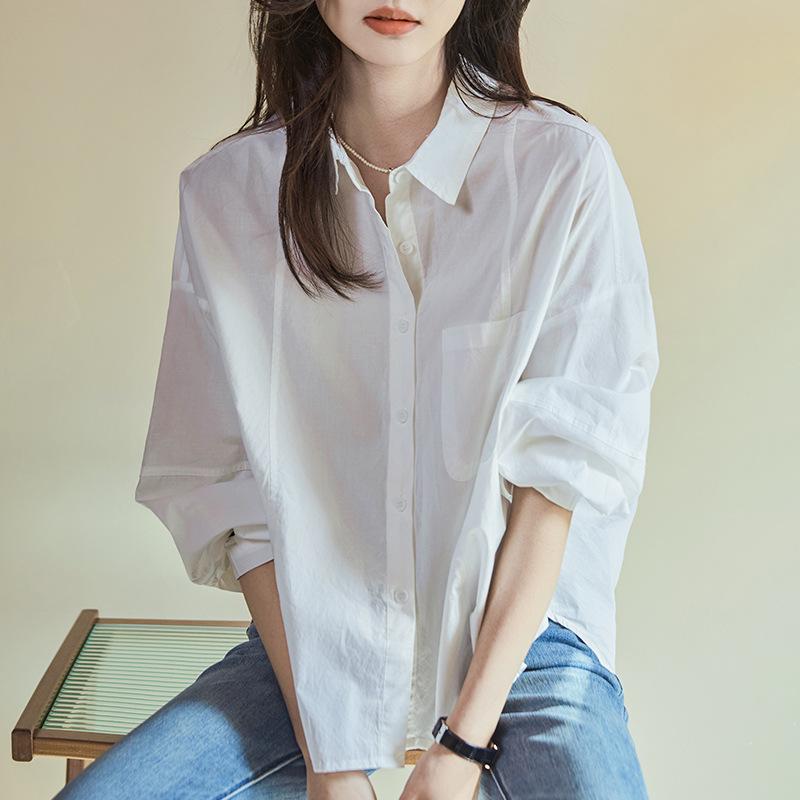 New Spring Fashion Style Slimming Shirt for Women's Solid Color Large Size Shirt