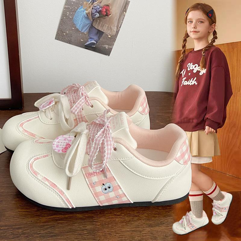 Girls' German Training Shoes 2025 New Autumn Fashion Sports Shoes Children's Puff Board Shoes Students Wear White Shoes Tide