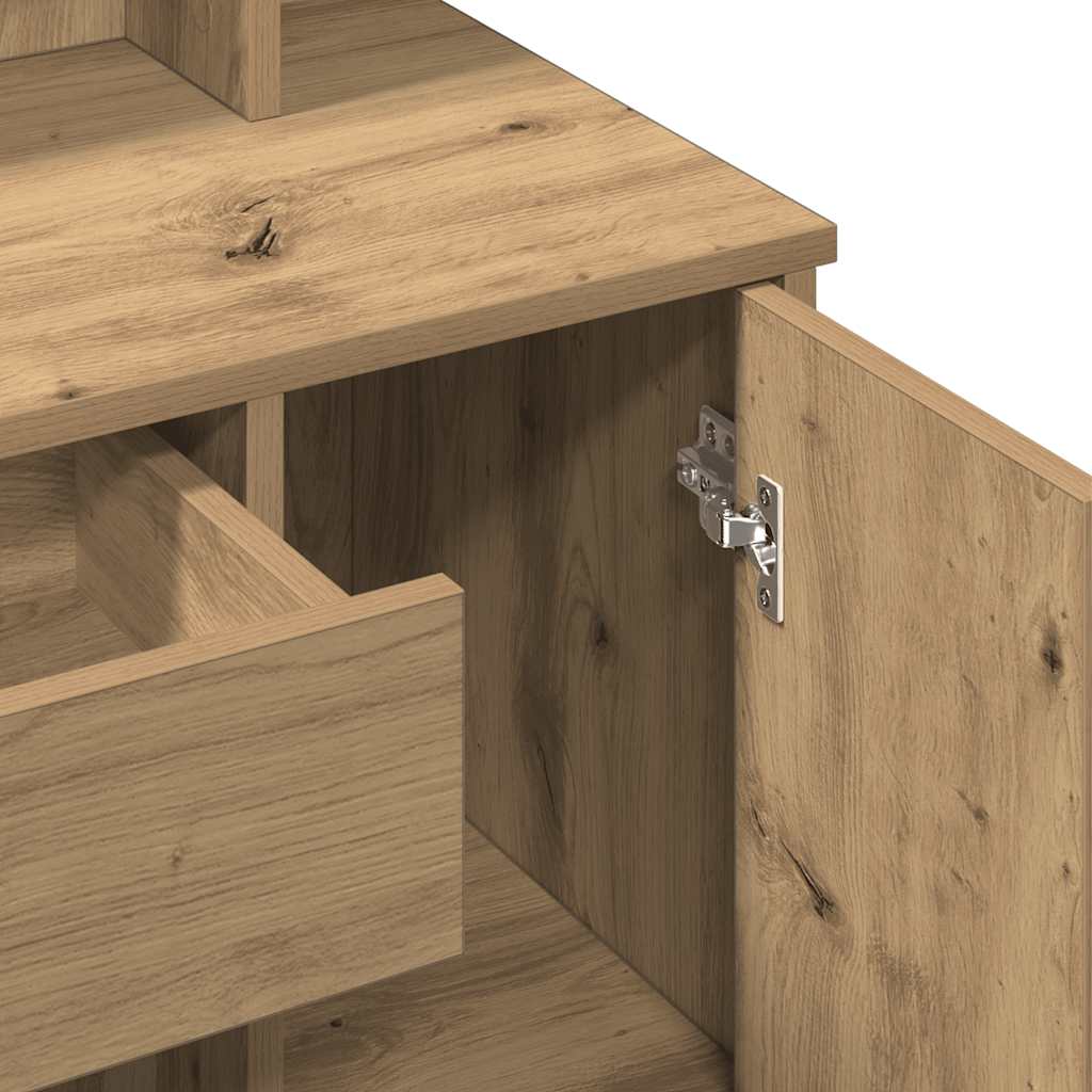Makeup Vanity with LED Lights Artisan Oak Finish 86.5 X 35 X 136 Cm