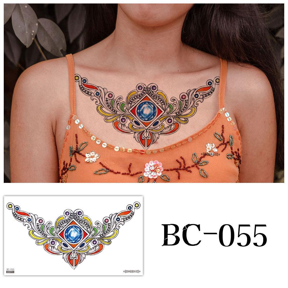 Waterproof Sexy Floral Tattoo Stickers for Chest & Clavicle