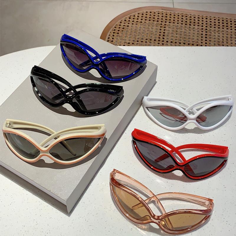 Y2k Cat Eye Sunglasses for Women Men Punk Fashion Stylish UV400 Eyewear Trendy Brand Designer Futuristic Outdoor Shades