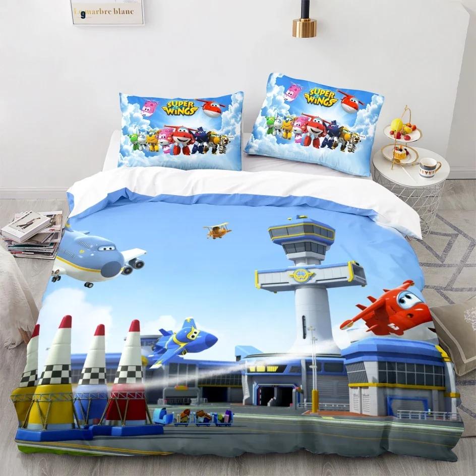 Super Wings Bedding Set Bedspread Single Twin Full Queen King Size Game Super Wings Bed Set Children's Kid Bedroom Duvetcover 05