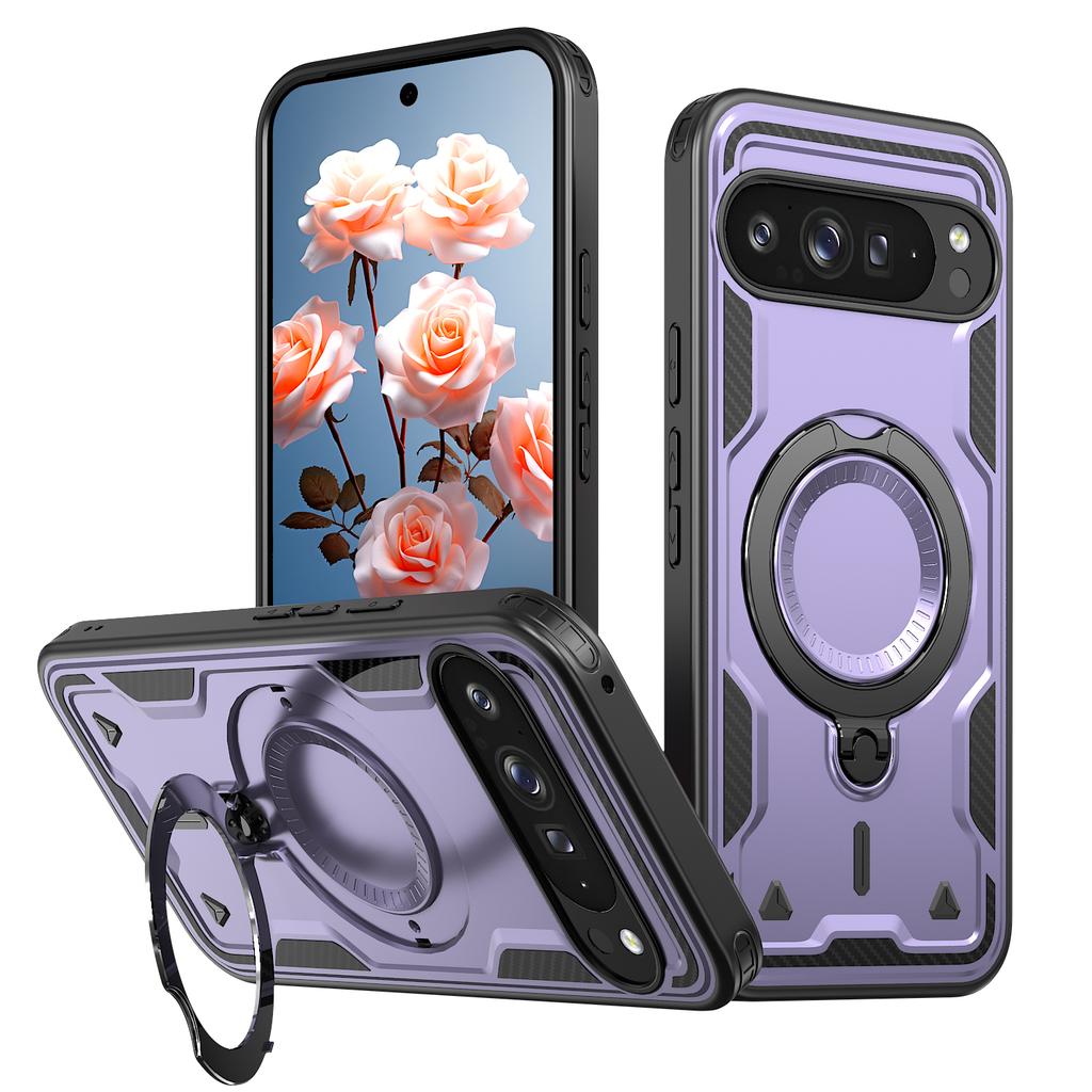 Shockproof Bumper For Google Pixel 9 Pro XL 9A Magnetic Ring Fold Bracket Phone Case For Google Pixel 10 Pro XL Dual Layer Cover