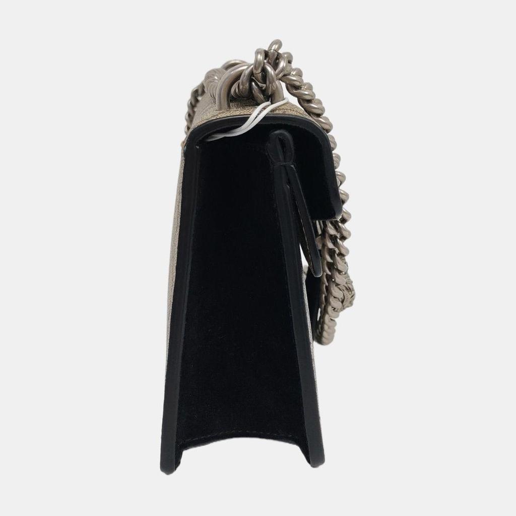 [Pre-Owned] Dionysus Tiger Head Double G Monogram Canvas And Leather Flap Chain Bag - Excellent #1MYAZPE