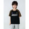 Summer Boys' Color-Blocked Short-Sleeve T-Shirt, Medium and Large Children's Clothing for Boys and Young Adults, Letter Print Half-Sleeve Base Shirt