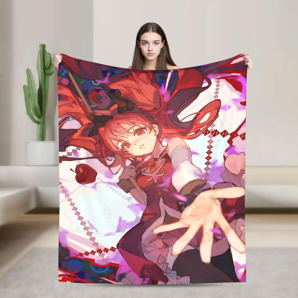 Anime Puella Magi Madoka Magica Flannel Blanket Comic Novelty Throw Blanket for Home 150*125cm Bedspread