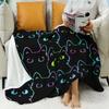 Cartoon Black Cat Pattern Flannel Printed Blanket Suitable for All Seasons Suitable for Living Room Office Sofa and Travel