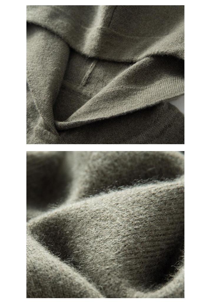 2025 Women’s Solid Color Hooded Cashmere Knit Sweater - Loose Fit for Autumn/Winter