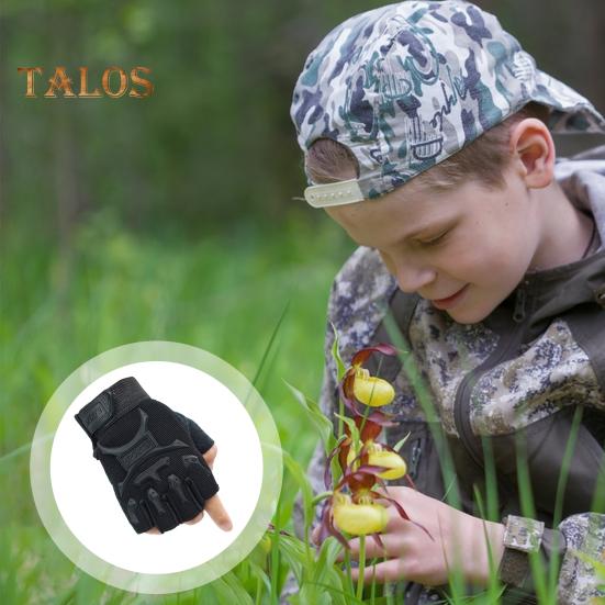 1 Pair Kids Half Finger Gloves Anti-Slip Sport Mittens Large Area Anti-Slip Design Elastic Soft Gloves