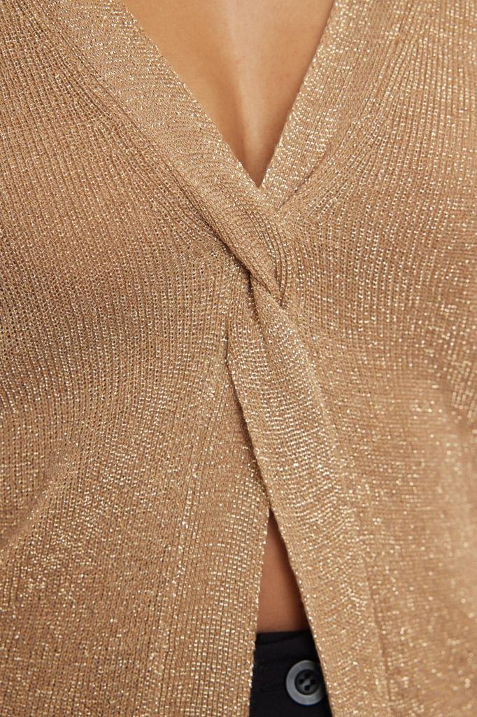 Women's Fashionable Stylish Sweater Black Glitter Slit Detailed Knitwear Sweater