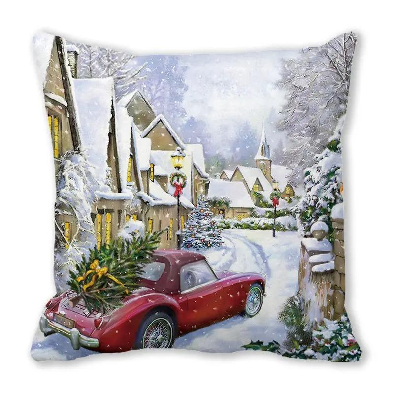 Christmas Themed Pillowcases Car Accessories Office Santa Claus Living Room Sofa Home Pillowcases