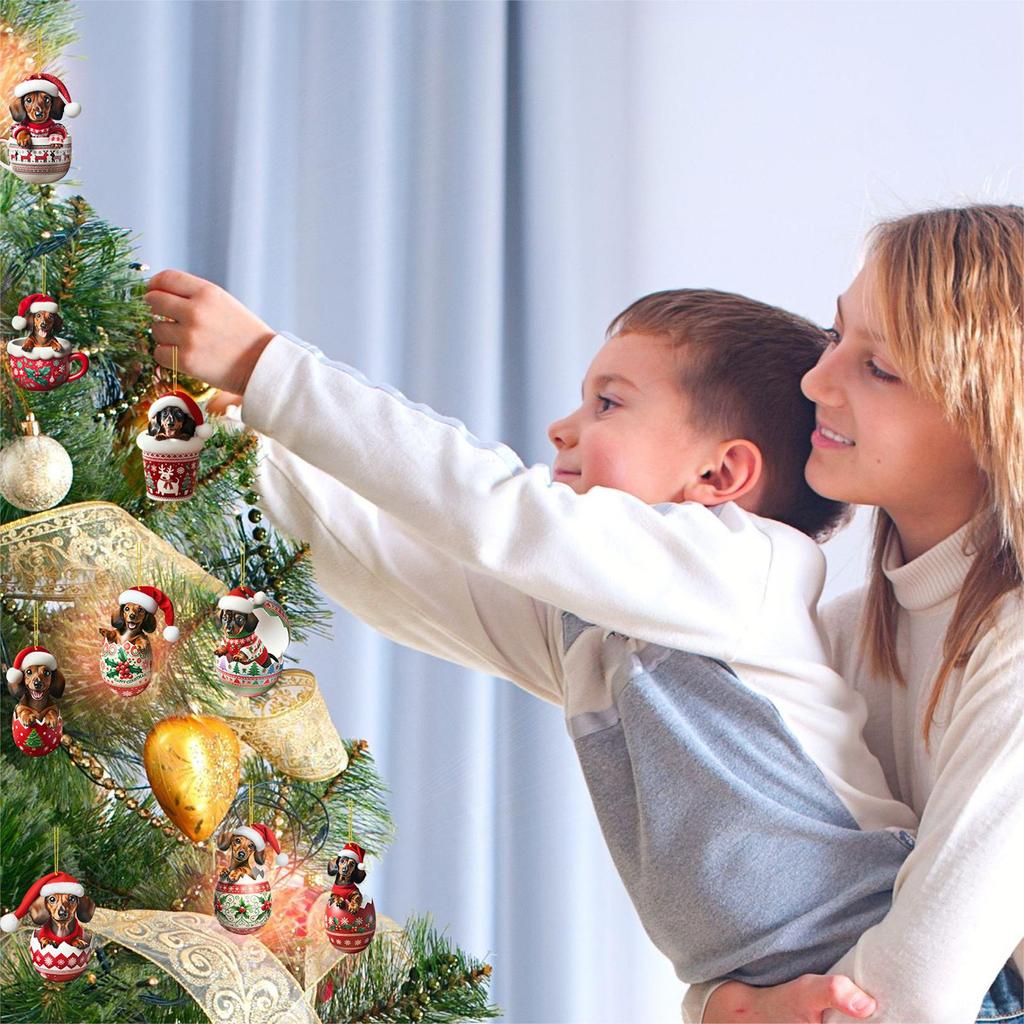 Christmas Is Coming Blind Box Dachshund Cup Pendant, Festive Atmosphere Home Decoration Blind Box