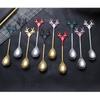 Stainless Steel Deer Head Shape   Stirring Spoon Romantic  Coffee Dessert  Christmas Elk Exquisite Tableware