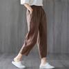 Cotton Linen Casual Female Pants Korean Style Loose Tapered Long Pants For Women