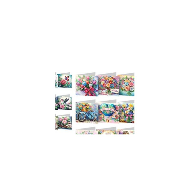 8/12pcs DIY Rhinestone Diamond Art Mosaic Postcards Diamond Art Handmade Cards Creative Birthday & Thanksgiving Card Kit