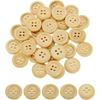 100pcs Wooden Sewing Button 4 Holes Wood Round Craft Replacement Buttons for Clothing DIY Crafts Decoration, Natural Wood