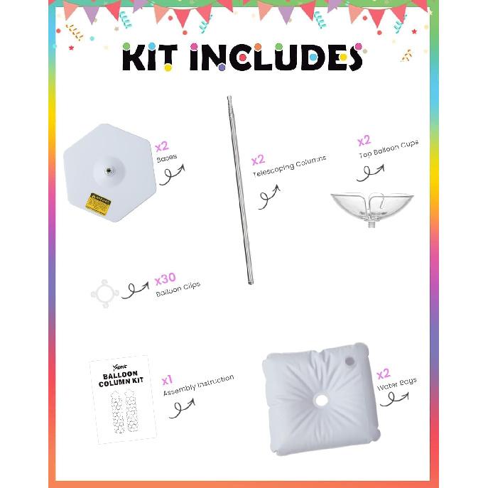 YALLOVE Balloon Column Stand Kit Sets of 2, 7 Feet Height Adjustable Balloon Tower Pillar with Reusable Metal Telescopic Design for Birthday,