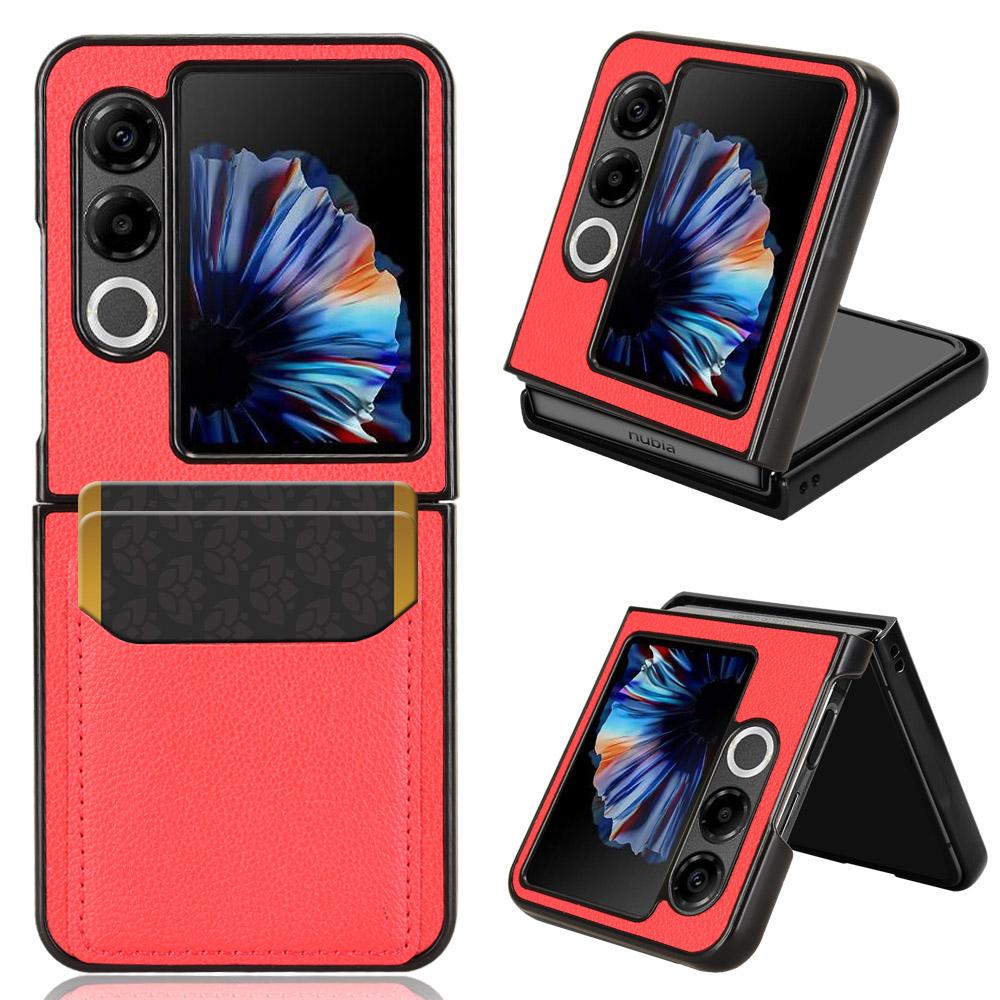 For ZTE Nubia Flip2 5G A404ZT Case Card Holder Litchi Texture Leather+PC Folding Phone Cover