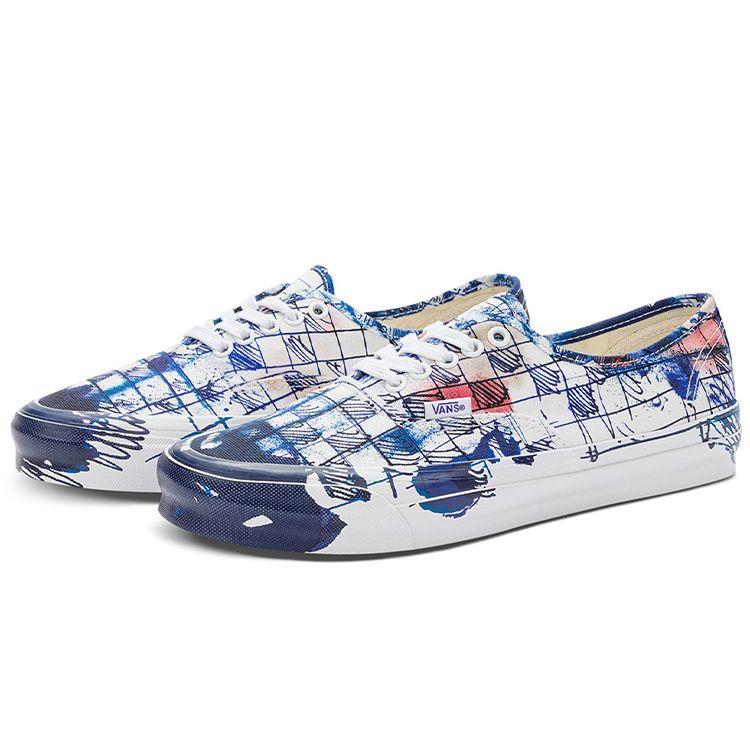 Connor Tingley X Vans OG Authentic LX Checkerboard - White Blue Unisex Sneakers True-White VN0A4BV961P
