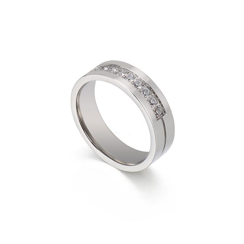 Titanium Steel Zircon Diamond Couple Wedding Bands