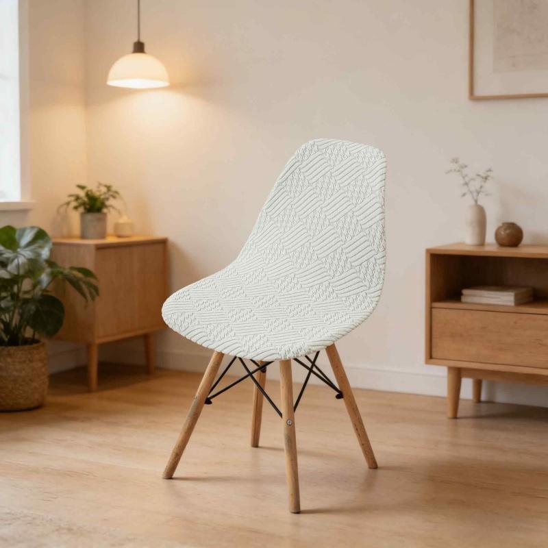 1PC Jacquard Shell Chair Covers Dining Room Banquet Stretch Chair Cover Adjustable Removable Seat Slipcovers For Home Wedding