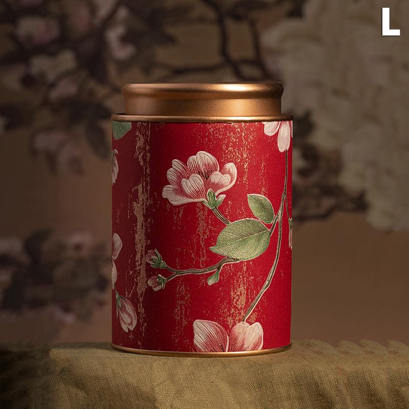 Kitchen Sealeds Canister Chinese Style Tea Box Convenient Exquisite Flower Prints Round Tea Tin Tea Storage Snacks Storage Box