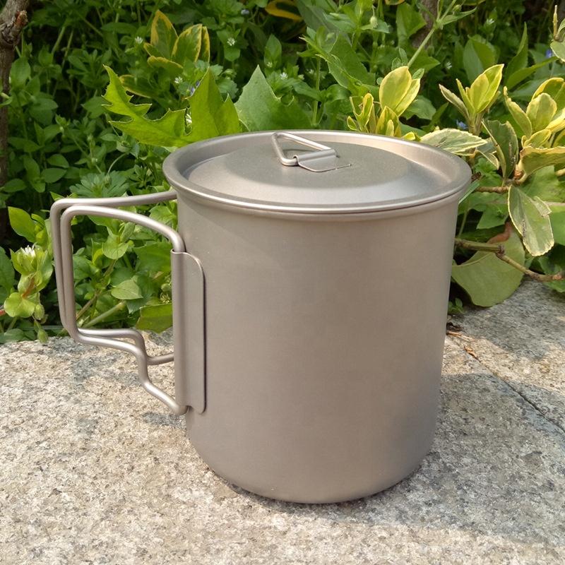 Oem Polar Outdoor Titanium Pot Coffee Hiking Camping Accessories Cookware Hanging Pan Cooking Cup Pot With Portable Bag